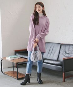 Tiaclasse メランジフーディーニットチュニック