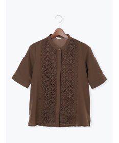 Te chichi 【WEB限定カラーあり】フロントレース5分袖ブラウス