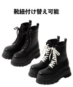 WEGO 厚底ボリュームレースアップショートブーツ