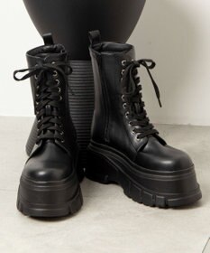 WEGO 厚底ボリュームレースアップショートブーツ