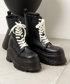 WEGO 厚底ボリュームレースアップショートブーツ
