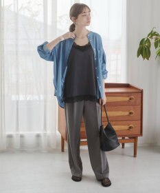 WEGO 【ANGIE VINTAGE】シアーデニムバンドカラーシャツ