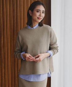 ICB コットンポリエステルスムース  プルオーバー ニット クレイカーキ