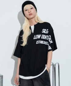 WEGO 【ユニセックス着用ITEM/MLサイズ展開】キーネックフェイクレイヤードグラフィックT（SS）