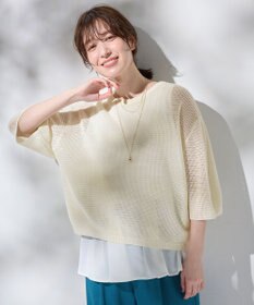 ANY 【洗濯機可/アンチピリング】アイレットメッシュニット