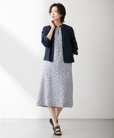 J.PRESS LADIES 【洗える】 スパンローンフラワー バンドカラー ワンピース