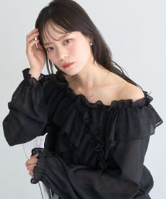 earth music&ecology シアーチェック2wayオフショルブラウス