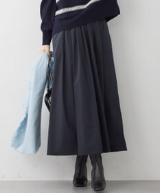 23区 【撥水加工/洗える】ブライトタフタ タック スカート ネイビー系