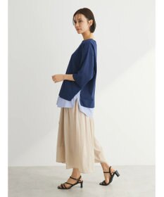 Green Parks 裾ドッキングレイヤー風７分袖プルオーバー