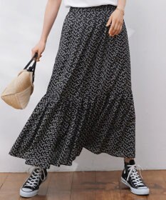 23区 【洗える】エスパドリーユプリント ティアード スカート