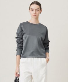 ICB L 【洗える】サテンボンディング クルーネックプルオーバー