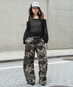 WEGO 【ウエストゴム/SMサイズ展開】ライトスウェットカーブパンツ