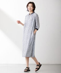 J.PRESS LADIES S 【洗える】 スパンローンフラワー バンドカラー ワンピース