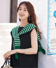 Tiaclasse 肩掛けボーダーフェイクカーデ