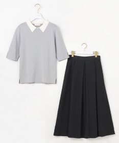 ANY SIS 【好印象企画】襟配色ニット×タックスカートセット