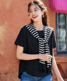 Tiaclasse 肩掛けボーダーフェイクカーデ