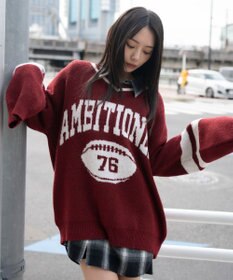 WEGO 【25年秋冬新作】フラッフィーVネックニットBIGプルオーバー