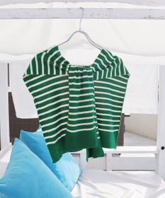 Tiaclasse 肩掛けボーダーフェイクカーデ