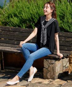 Tiaclasse 肩掛けボーダーフェイクカーデ