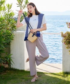 Tiaclasse 肩掛けボーダーフェイクカーデ