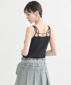 earth music&ecology ダブルストラップパターンメッシュキャミソール
