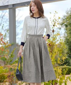 Tiaclasse 【新色追加・選べる丈】麻調タックフレアスカート