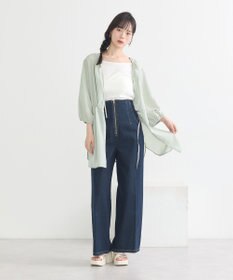 earth music&ecology ダブルストラップパターンメッシュキャミソール