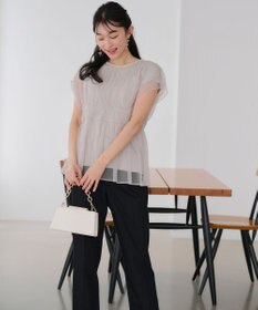 ANY SIS 【洗える】チュールペプラム ブラウス