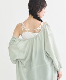 earth music&ecology ダブルストラップパターンメッシュキャミソール