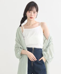 earth music&ecology ダブルストラップパターンメッシュキャミソール