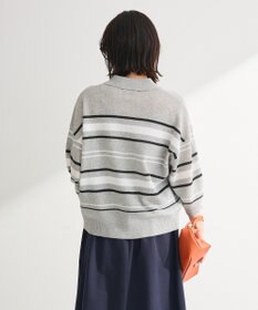 Green Parks 衿付き７分袖ニットプルオーバー