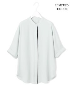 ICB L 【先行予約・WEB限定カラーあり】BackSatinAmunzen 5分袖バンドカラーブラウス