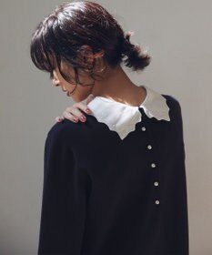 組曲 L レースライク襟付きニットワンピース