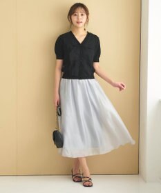 Feroux 【ご好評につき今季も登場！】チュールコンビパフスリーブ ニット