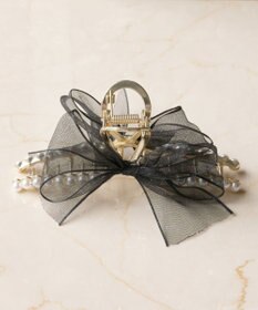 Phoebe オーガンジーリボンパールバンスクリップ