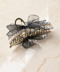 Phoebe オーガンジーリボンパールバンスクリップ