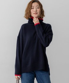 23区 S 【洗える】ウールカシミヤ コンビカラー オフタートル ニット