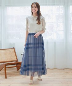Tiaclasse 【小倉優子さん着用】チュールレースチェックスカート