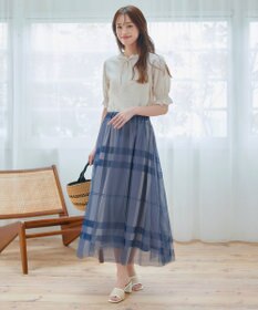 Tiaclasse 【小倉優子さん着用】チュールレースチェックスカート