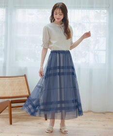 Tiaclasse 【小倉優子さん着用】チュールレースチェックスカート