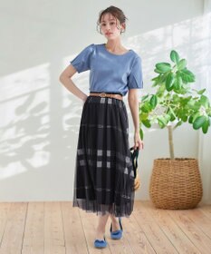 Tiaclasse 【小倉優子さん着用】チュールレースチェックスカート