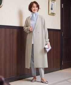 自由区 【洗える】ライトダブルクロス ノーカラーコート