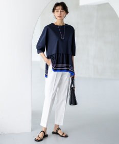 23区 L 【汗じみ防止加工】スカーフプリントコンビ ヘムデザイン チュニック