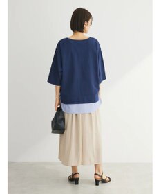 Green Parks 裾ドッキングレイヤー風７分袖プルオーバー