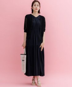 組曲 【前後着用可】メッシュニット 七分袖カーディガン