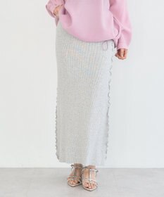 earth music&ecology サイドメローリブニットスカート