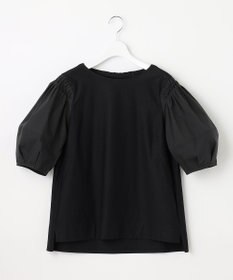 自由区 【洗える】コンビネーションシャーティング パフスリーブ カットソー