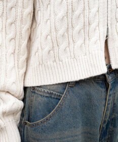 WEGO フェイクファー付きケーブルニットパーカー