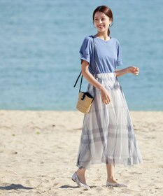 Tiaclasse 【小倉優子さん着用】チュールレースチェックスカート