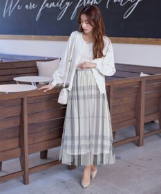 Tiaclasse 【小倉優子さん着用】チュールレースチェックスカート